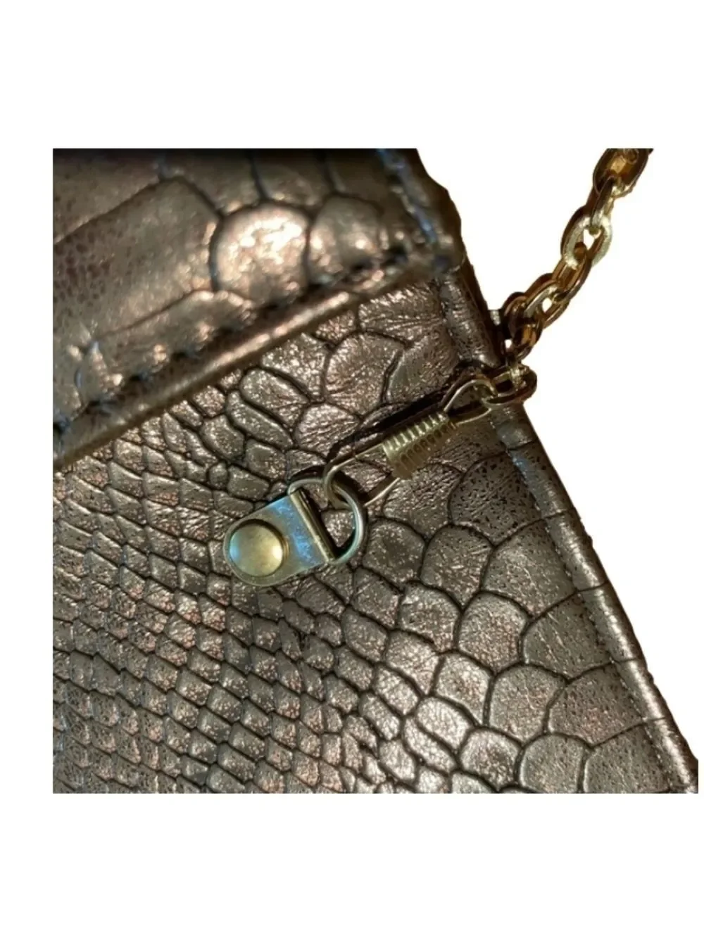 Copper Faux Animal Print Clutch/Shoulder Bag Animal Print